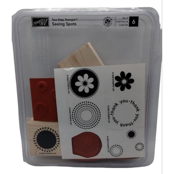 Stampin Up Seeing Spots 6 Piece Rubber Stamp Kit Unmounted 2006 Two Step Stamps - Picture 4 of 4